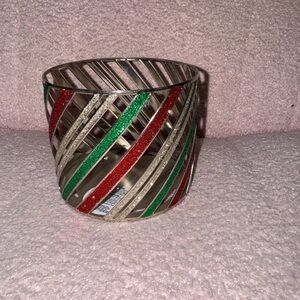 Bath & Body Works Red, Green, and Silver Candle Holder
